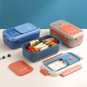 Portable Students Lunch <b>Box</b> for Adults Kids Bento <b>Box</b> with Handles 2-Compartment School Children Lunch <b>Box</b> with Spork 1100ml - Product Image 3