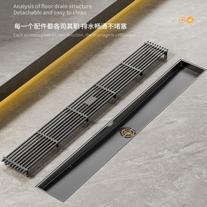 Siphon de sol linéaire moderne en acier inoxydable poli pour salle de bain, toilettes, douche, anti-odeur - Product Image 5