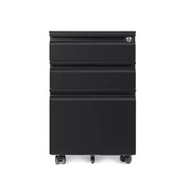 Meuble de rangement mobile en acier verrouillable à trois tiroirs, sous-piedestal avec roulettes, grande capacité pour bureau et chambre