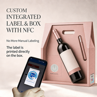 Boîte à vin en papier de luxe avec étiquette NFC et sceau holographique, ensemble d'emballage intelligent anti-contrefaçon personnalisé, marque OEM