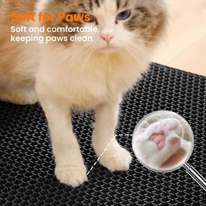 Tapis anti-éclaboussures premium personnalisé pour litières automatiques, conception innovante à 4 trous avec verrouillage des pattes, tapis <span class=keywords><strong>double</strong></span> couche en nid d'abeille pour chat - Product Image 5