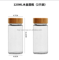 Diskon besar 120ml tutup kayu bambu kaca stoples bumbu 4oz tipe persegi stoples bumbu dapat kemasan tetap grosir