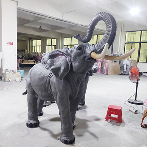 Hỗ trợ tùy chỉnh lớn/Kích thước cuộc sống nhân tạo nhựa động vật sợi thủy tinh voi với thân cây lên bức Tượng điêu khắc ngoài trời trang trí nội thất - Product Image 1