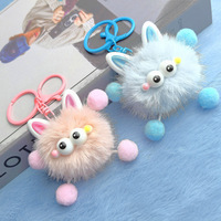 Porte-clés pendentif dessin animé en fausse fourrure de vison imitation elfe à petites oreilles, en peluche douce, boule de fourrure mignonne, cadeau idéal pour les couples, fabriqué en Chine