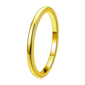 Tungsten cincin pernikahan karbida, perhiasan wanita berlapis emas perak 2mm modis