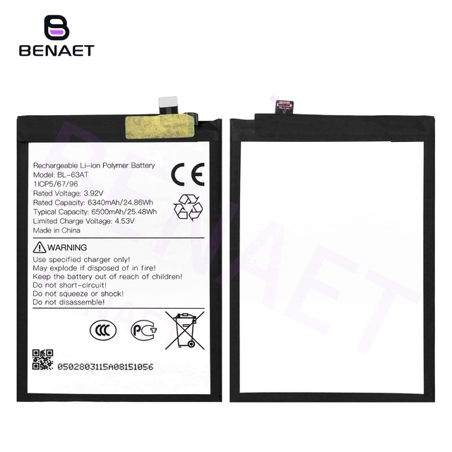 Wholesale Brand New Factory Direct Sale Replacement BL-63AT Mobile Phone Battery 3.92V 6500mAh for Tecno Battery