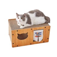 Rascador y Cama para Gatos, Tabla Vertical de Cartón Corrugado Resistente al Desgaste con Campana, Juguete y Casa para Gatos Todo en Uno