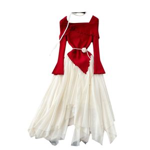 Vestido Maxi Casual Asimétrico de Verano, Ecológico, Transpirable, de Ganchillo Acrílico, Estilo Fairycore, con Cuello Camisero y Manga Larga para Mujer - Product Image 5