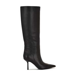 Stivali in pelle al ginocchio personalizzati dal produttore con punta affusolata e tacco a spillo che creano una silhouette elegante e fluida - Product Image 2