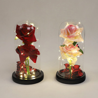 Rose éternelle sous cloche avec lumière LED, rose galaxie, meilleur cadeau pour elle pour la Saint-Valentin, la fête des mères