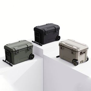 50L Large Capacity Modern PP Reusable Portable Insulated Camping Fishing <b>Cooler</b> <b>Box</b> with Wheeled Design for Outdoor Use - Product Image 4