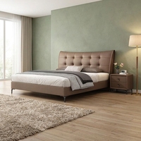 Nouveau Lit de Mariage Moderne de Luxe Nordique en Cuir Véritable 2026, Lit Double 1,5m/1,8m pour Chambre Principale
