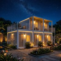 Casa Contenedor Modular de Acero de Dos Pisos, Prefabricada, para Apartamentos, Dormitorios Estudiantiles, Alojamiento Portátil para Trabajadores, con Balcón