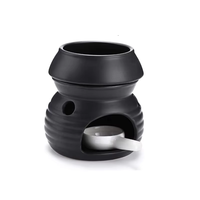 Mini chauffe-huile en céramique, brûleur de cire parfumée non électrique avec plateau amovible pour la décoration de chambre
