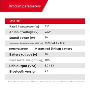 Radio Bluetooth Milwaukee M18 PRC-0 PACKOUT avec chargeur 90W, son pour chantier - Product Image 5