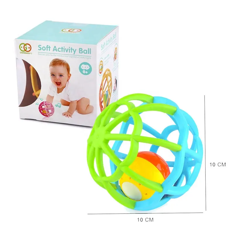 Wholesale kids gift colored plastic musical flash light baby rubber ball toys