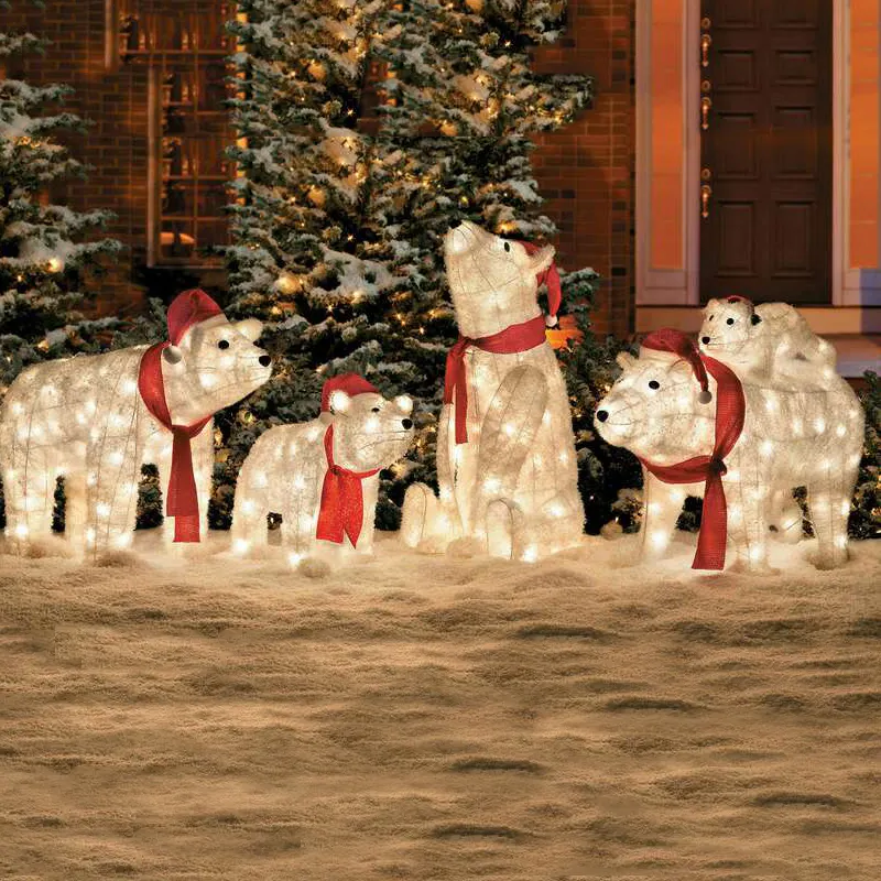 Customize commercial outdoor giant Christmas polar bear light decoration