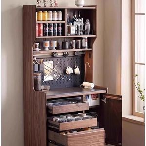 Black Walnut Wood Sideboard Large Capacity Living Room Cabinet Retro Style Tea Wine Storage Cabinet - Product Image 3