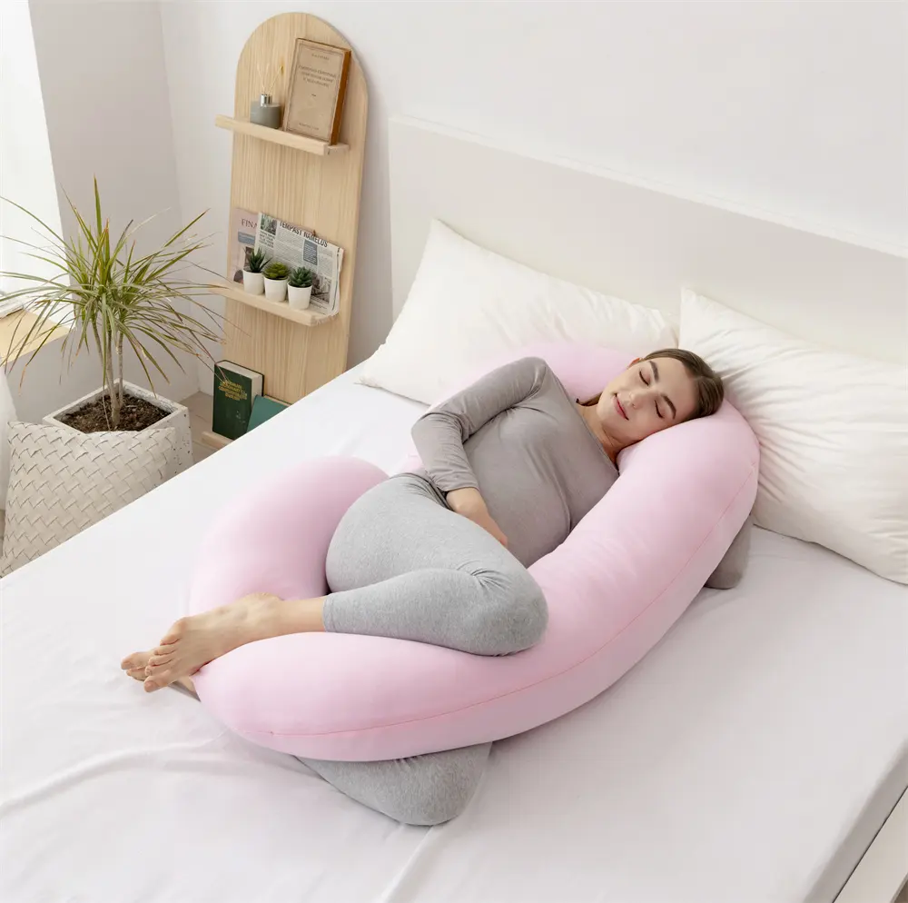 Almohada de maternidad en forma de U, funda extraíble, soporte completo para dormir de lado para embarazadas