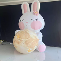 Lune Lumineuse Gonflable en Forme de Lapin pour le Festival de la Mi-Automne, Design Mignon de Dessin Animé, Étanche IP65, Chaleur Extérieure Assurée