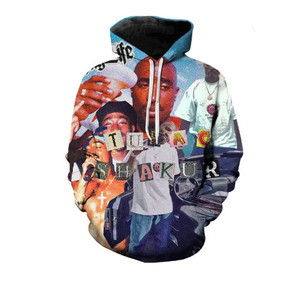 2023 sweats à capuche imprimés 3d <span class=keywords><strong>rappeur</strong></span> <span class=keywords><strong>Tupac</strong></span> à manches longues, impression numérique sur l'ensemble, automne Hip Hop Oem Odm pull - Product Image 2