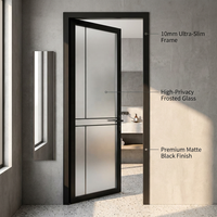 Porte battante en verre trempé ZEYI avec cadre fin en aluminium, style moderne minimaliste pour villa, bureau ou chambre