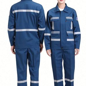 Custom Logo Breathable Cotton Unisex Anti-Wrinkle Workwear Uniforms Anti-Static <b>Flame</b> Retardant Reflective Construction - Product Image 1