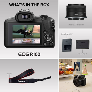 CA R100กล้องมิเรอร์เลส RF-S18-45mm F4.5-6.3เป็นชุดเลนส์, 24.1ล้านพิกเซล CMOS (APS-C) เซ็นเซอร์กล้องมิเรอร์เลส - Product Image 3