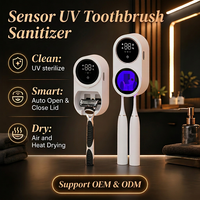 Stérilisateur UV mural intelligent à induction pour brosses à dents, en plastique, avec chargement USB Type-C, 1800 mAh, étanchéité IPX4