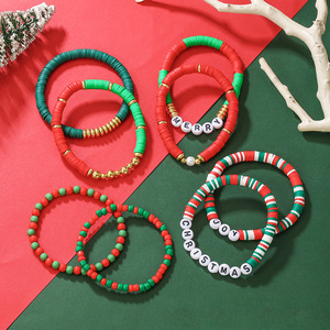 Christmas <b>Beaded</b> <b>Bracelets</b> For Girls Colorful Polymer Clay Letter Alloy Pendant Jewelry Gift Childrens Fashion <b>Bracelet</b> - Product Image 4