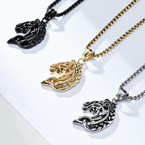 New yunnique cross-border jewelry, simple hollow Celtic design horse head necklace, accessories source manufacturer - Product Image 2