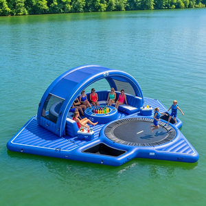 Parco Acquatico Galleggiante Estivo, Piattaforma Gonfiabile per Divertimento <span class=keywords><strong>in</strong></span> Acqua, Combo con Divano, Tenda e Trampolini Integrati, Materiale PVC Personalizzato - Product Image 2