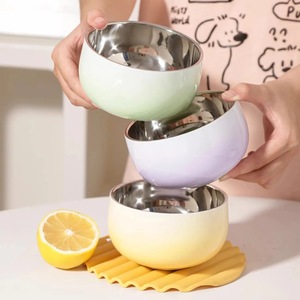 <span class=keywords><strong>Bol</strong></span> à riz pour enfants dégradé en acier inoxydable C39 résistant aux chutes épaissi Double <span class=keywords><strong>bol</strong></span> de mélange anti-brûlure bols en métal colorés - Product Image 3