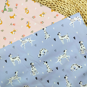 Custom Digitaal Bedrukt 100% Katoenen Stof Blauw Roze Cartoon Honden Voor Kinderkleding-Middelgewicht Meisjes Shirts Jurken Covers - Product Image 4