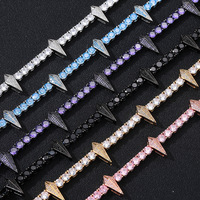 Collier Hip Hop inspiré du Panthère Noire, motif dent de loup, Chaîne Tennis 5mm pour Hommes, Bijou à pointes en Zircon