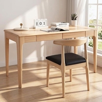 Escritorio Moderno Nórdico de Madera Maciza Resistente, Mesa Larga de Tamaño Pequeño con Cajón de Almacenamiento, Mesa de Computadora para Oficina en Casa o Estudio