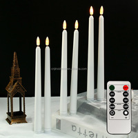 Bougies LED coniques rechargeables 3D scintillantes à télécommande en gros avec station de charge CE/RoHS en cire véritable pour les détaillants de supermarchés