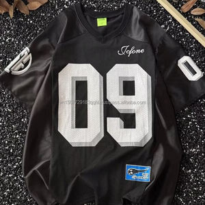 Camiseta de rugby para hombre, de verano, a la moda, de malla, de manga corta, transpirable, holgada, deportiva, de marca, con diseño de empalmes. - Product Image 5