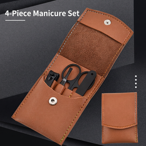Ensemble d'outils de manucure et de pédicure en acier inoxydable portable, étui en cuir, kit de soin des ongles réutilisable pour les voyages et les soins à domicile - Product Image 2