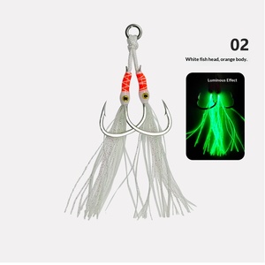 Hameçons d'assistance pour jigging en acier à haute teneur en carbone avec lamelles colorées pour la pêche en mer en bateau, leurres de jigging - Product Image 6