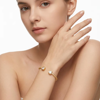 CLIORO Bracelet de luxe en acier inoxydable avec zircon, haute qualité, hypoallergénique, résistant à la transpiration, ne ternit pas, ouverture réglable, tendance