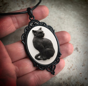 Othic-carry LACE at ameo, ecklace Or o ecken omen ashion Itch lternative eewelry ccccessories IFT OTH intage Cat ameo hoker - Product Image 2