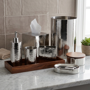 ชุดอุปกรณ์ห้องน้ำโลหะรักษ์โลกเจ็ดชิ้นจาก Chaman India Hotel Collection - Product Image 3