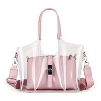 Nouveau lot de 2 sacs à main transparents en PVC, sacs à bandoulière en PU avec chaîne, pochettes transparentes pour femme, idéales pour la plage, le bord de mer et le stade