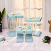 Boîte d'emballage en plastique transparente avec impression décalage, tailles variées, 50 pièces, boîtes à gâteaux pour anniversaire