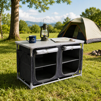 Armoire de camping pliable 2-en-1 en aluminium pour l'extérieur, organisateur de cuisine pour campeurs - Vente en gros