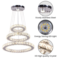 Suspension de lustre moderne en cristal LED pour le salon Plafonnier suspendu télécommandé avec interrupteur de taille moyenne