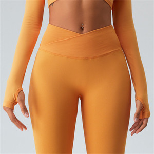 Venta al por mayor leggins ajustados sin costuras glúteos fruncidos push up <span class=keywords><strong>mallas</strong></span> deportivas correr logotipo elástico personalizar gimnasio activo yoga <span class=keywords><strong>mallas</strong></span> - Product Image 4