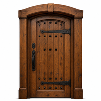 Porte d'entrée rustique en bois, arquée, à lattes verticales, avec clous en fer, en bois, aluminium et acier pour villa, manoir, maison