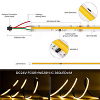 Bande lumineuse LED COB pour la décoration d'escaliers, 360 LED/m, 24V, IP20, ruban LED à effet d'eau courante pour rétroéclairage de main courante et de marche d'escalier